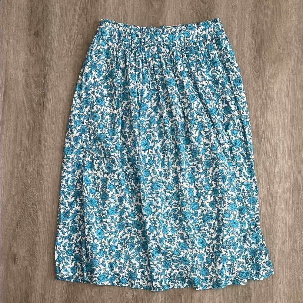 J. Crew Blue and White Floral Skirt